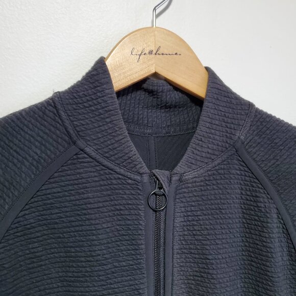 LULULEMON On Repeat Bomber Jacket Coat Ribbed Stretch Cotton Blend Black Women 6 - Picture 4 of 13